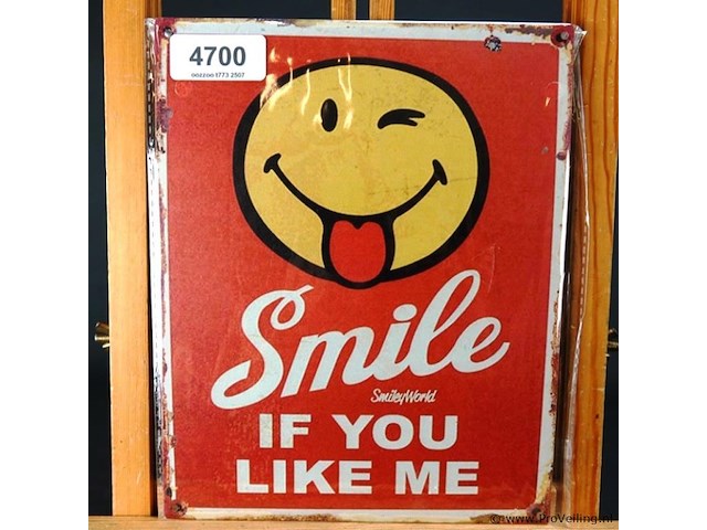 Metalen bord smile - afbeelding 1 van  1