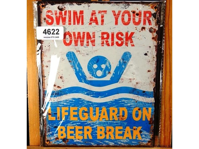 Metalen bord swim - afbeelding 1 van  1