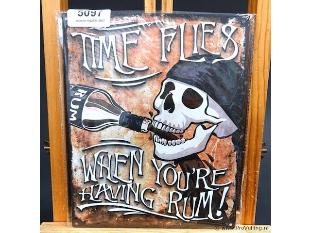 Metalen bord time flies - afbeelding 1 van  1