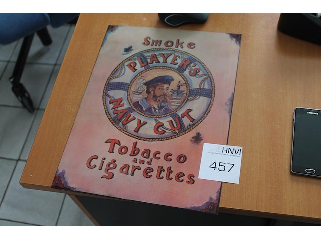Metalen bord tobacco and cigarrettes. afmeting 40 x 30 cm. - afbeelding 1 van  2
