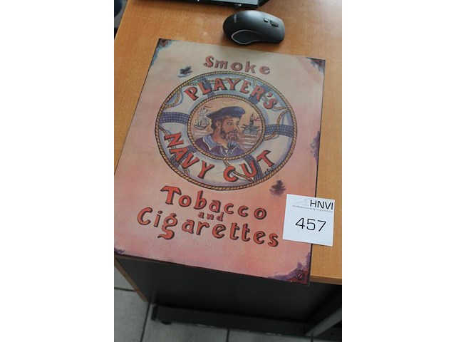 Metalen bord tobacco and cigarrettes. afmeting 40 x 30 cm. - afbeelding 2 van  2