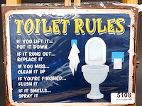 Metalen bord toilet rules - afbeelding 1 van  1