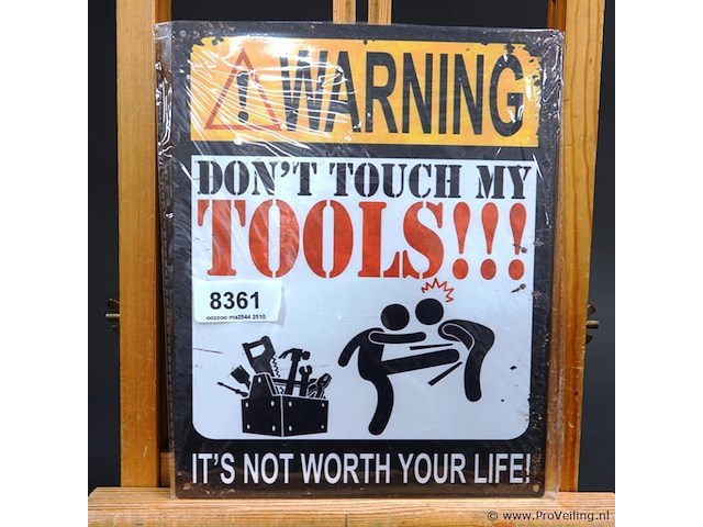 Metalen bord warning - afbeelding 1 van  1