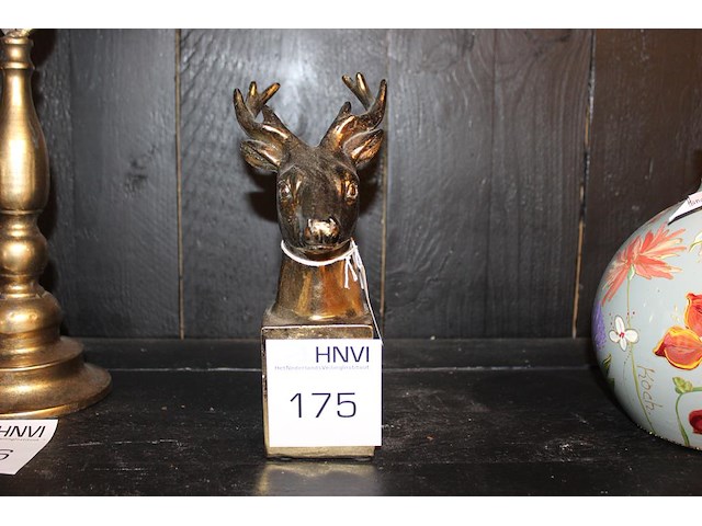 Metalen hertenkop hoogte 25 cm. - afbeelding 1 van  3