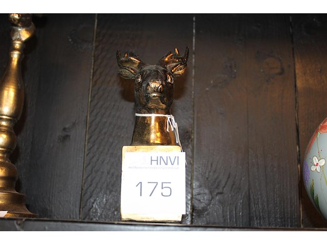 Metalen hertenkop hoogte 25 cm. - afbeelding 2 van  3