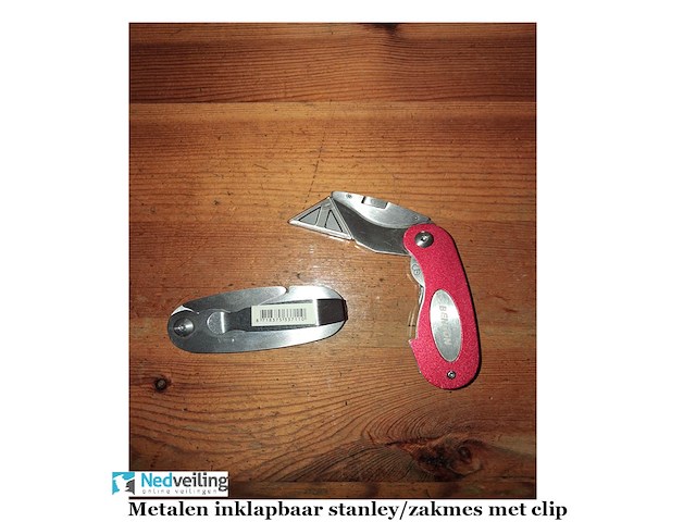 Metalen inklapbaar stanley/zakmes met clip (doos-q) - afbeelding 3 van  3
