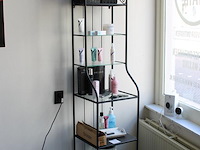 Metalen kast met glazen schappen, afm. 40 x 38 x 176 cm. - afbeelding 2 van  3