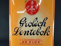 Metalen reclamebord van grolsch lentebok, uitgegeven door n.v. bierbrouwerij 'de klok' uit enschede-groenlo - afbeelding 2 van  5