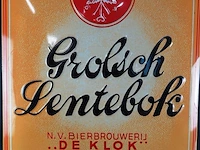 Metalen reclamebord van grolsch lentebok, uitgegeven door n.v. bierbrouwerij 'de klok' uit enschede-groenlo - afbeelding 3 van  5