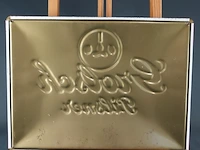 Metalen reclamebord van grolsch pilsner met de historische vermelding van bierbrouwerij de klok - afbeelding 5 van  5