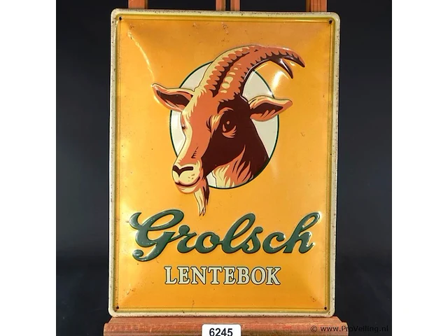 Metalen reclamebord van het biermerk grolsch voor hun lentebok - afbeelding 1 van  6