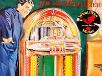 Metalen retro wandbord van de iconische wurlitzer 1100 jukebox - afbeelding 3 van  5