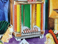 Metalen retro wandbord van de iconische wurlitzer 1100 jukebox - afbeelding 4 van  5