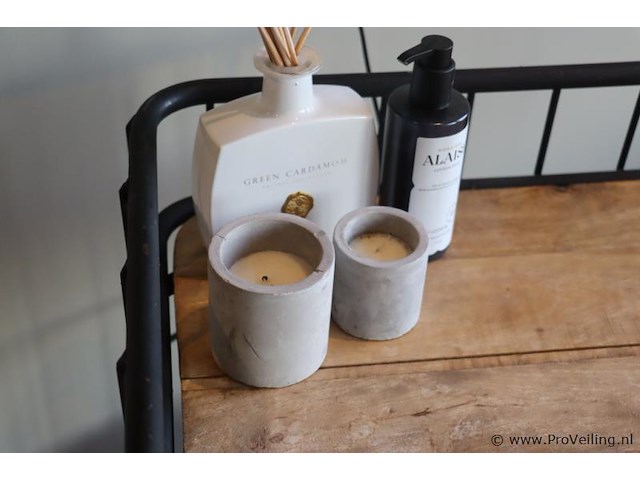 Metalen trolley met houten planken - 75x42x76cm - afbeelding 4 van  5