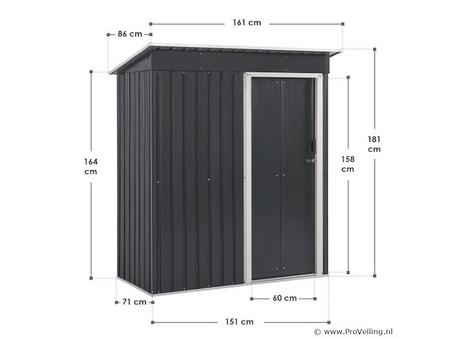 Metalen tuinhuis s met lessenaarsdak - afbeelding 3 van  8