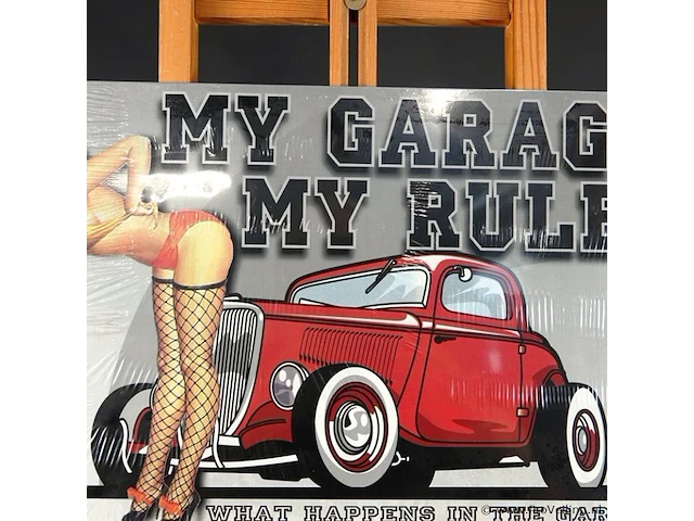 Metalen wandbord "my garage my rules" - afbeelding 4 van  5