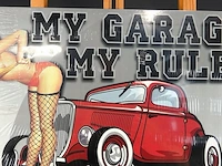 Metalen wandbord "my garage my rules" - afbeelding 4 van  5