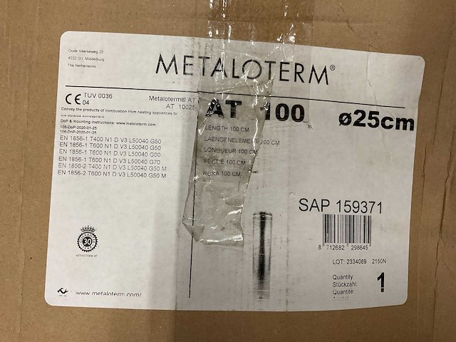 Metaloterm at 100 geïsoleerde rvs rookgasafvoer buis - afbeelding 2 van  2