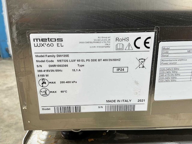 Metos - dw135e - korvenvaatwasmachine - 2021 - afbeelding 8 van  8