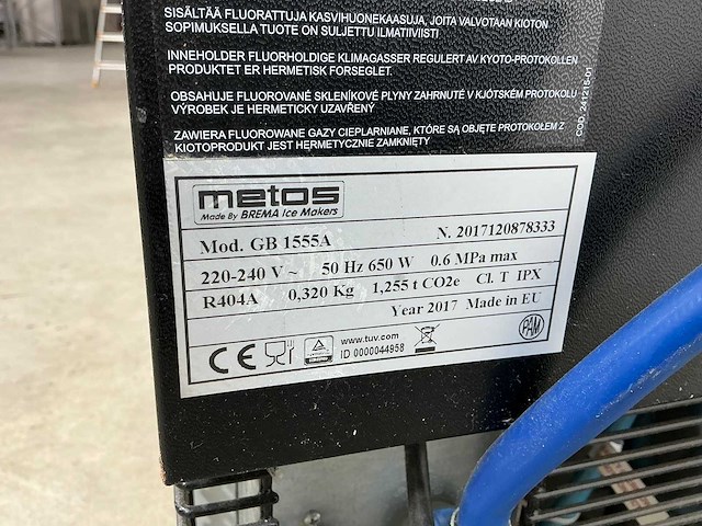 Metos - gb 1555a - ijsblokjesmachine - afbeelding 5 van  5