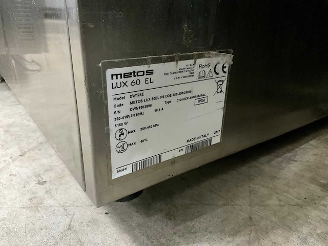 Metos lux 60 el vaatwasmachine - afbeelding 8 van  8