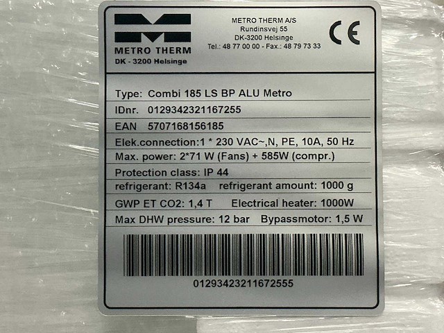 Metro combi 185 bp ls alu warmtepomp binnendeel - afbeelding 3 van  3