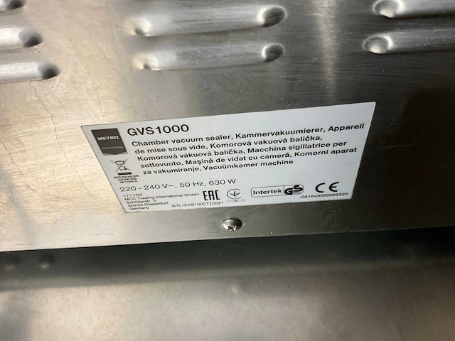 Metro gvs1000 vacuümeermachine - afbeelding 3 van  3