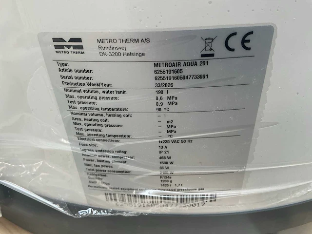 Metroair aqua 201l warmtepompboiler - afbeelding 7 van  15