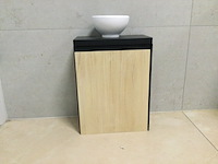Meubel+ waskom + kraan 55x40x22 cm wb, bruin/zwart - afbeelding 1 van  4