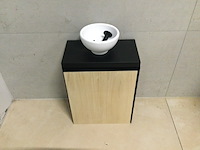 Meubel+ waskom + kraan 55x40x22 cm wb, bruin/zwart - afbeelding 2 van  4