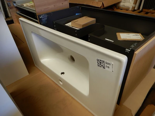 Meubelwastafel, wit, 790x440 - afbeelding 1 van  3