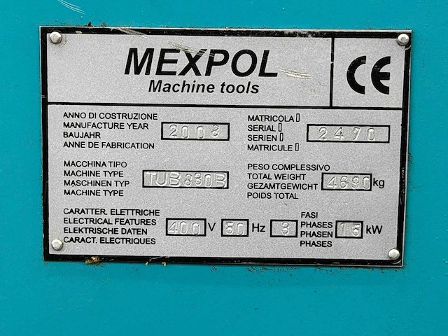 Mexpol - tub 830b - centre lathe - 2008 - afbeelding 6 van  19