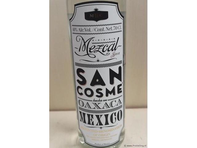Mezcal san cosme oaxaca mexico - 70 cl - winkelverkoopprijs € 38.50 - afbeelding 2 van  3