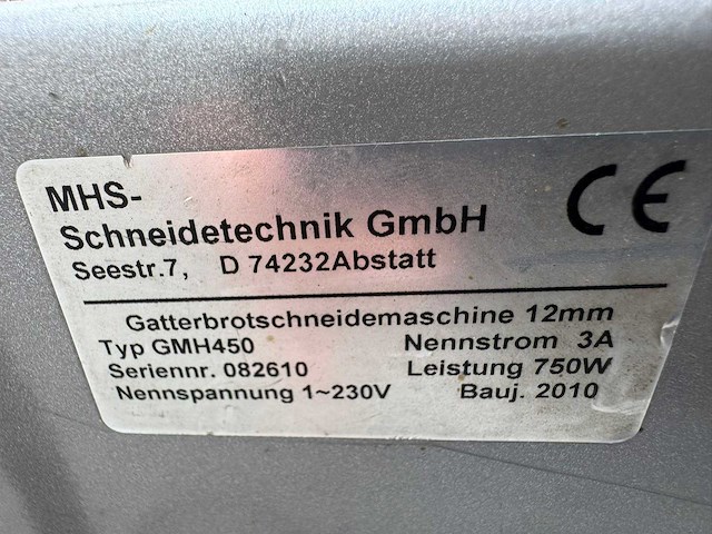 Mhs - 2010 - gmh 450 - broodsnijmachine - afbeelding 3 van  3