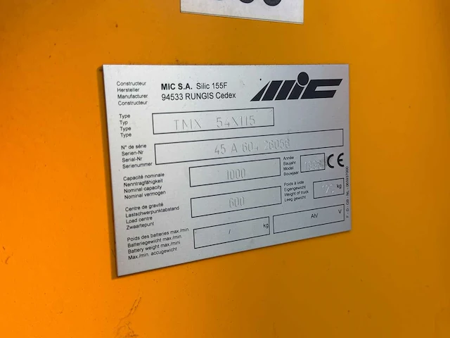 Mic - 1996 - tmx 54x115 - hydraulische palletwagen - afbeelding 2 van  4