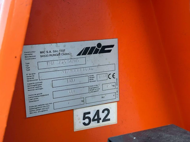 Mic - 1999 - tmx 54x115 - hydraulische palletwagen - afbeelding 2 van  4