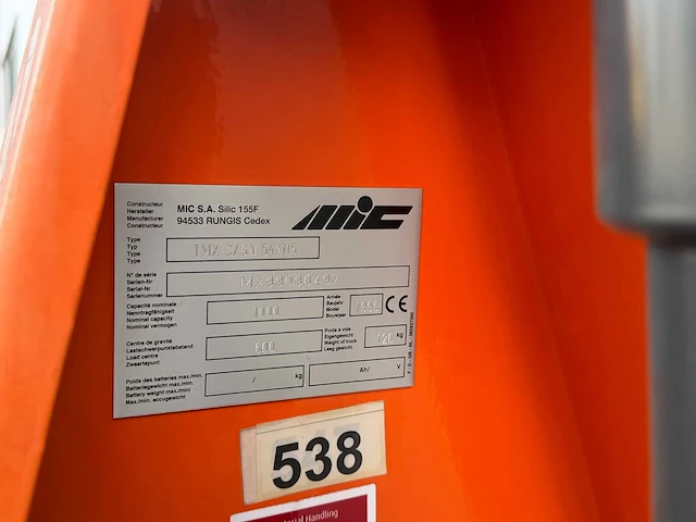 Mic - 1999 - tmx c/gn - hydraulische palletwagen - afbeelding 2 van  4