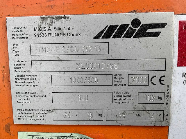 Mic - tmx-ec/gn54x115 - hydraulische hoogheffer - afbeelding 5 van  5
