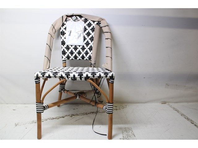 Mica decorations mandox bistrostoel l51 x b57 x h90 cm rotan zwartwit - afbeelding 2 van  2