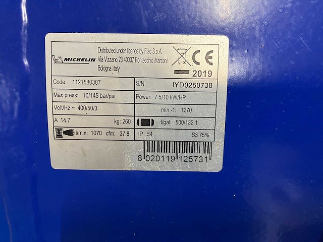 Michelin - 2019 - mcx 500/998s - 10 hp luchtcompressor - afbeelding 3 van  3