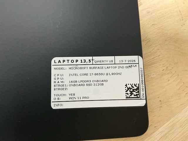 Microsoft surface laptop 2(i7) laptop - afbeelding 4 van  4