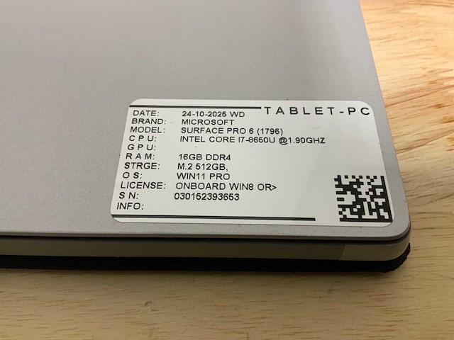 Microsoft surface pro 6- 1796 laptop/tablet - afbeelding 6 van  7