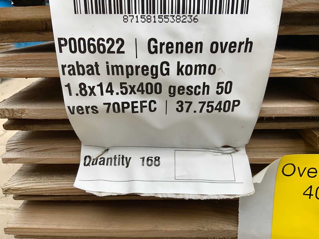 Midden europees grenen - overhangend rabatdeel 4000x145x18mm (168x) - afbeelding 2 van  2