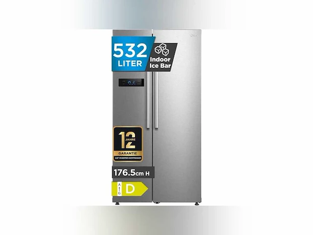 Midea amerikaanse koelkast mers530fgd02 – 532 liter – energielabel d - afbeelding 1 van  10