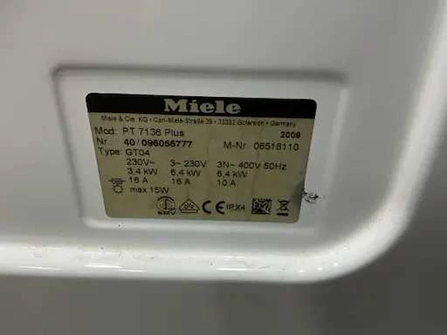 Miele - professional pt 7136 plus - wasdroger - afbeelding 4 van  6