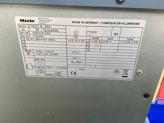 Miele professional pt8337 el bss industrieel wasdroger - afbeelding 5 van  5