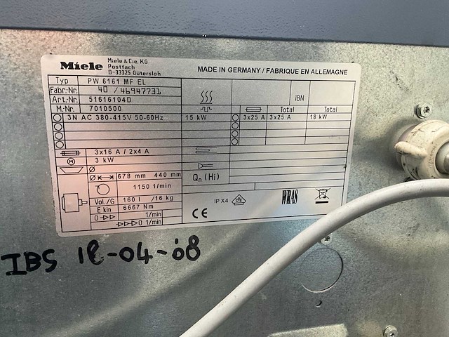 Miele professional pw6161 mf el industriële wasmachine - afbeelding 3 van  3