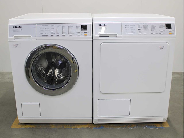 Miele v 5860 softcare system wasmachine & miele t 8463 c softcare system wasdroger - afbeelding 1 van  7