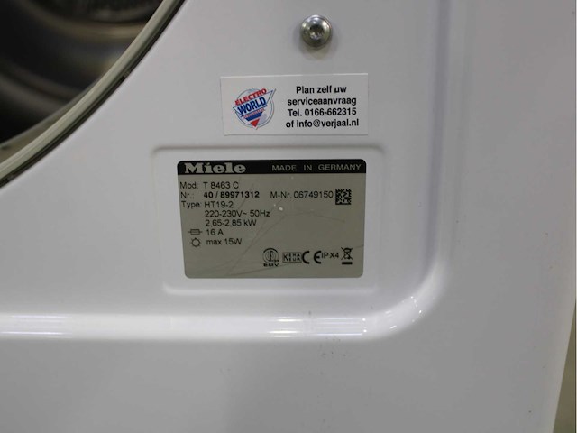 Miele v 5860 softcare system wasmachine & miele t 8463 c softcare system wasdroger - afbeelding 8 van  8