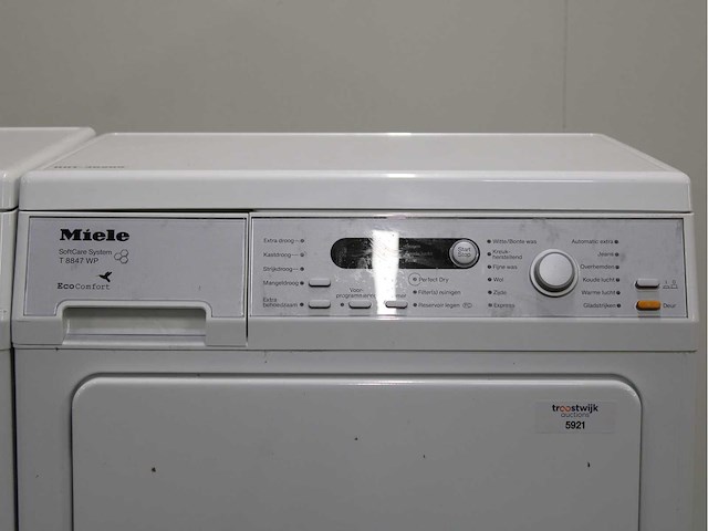 Miele w 5847 softcare system wasmachine & miele t 8847 wp softcare system ecocomfort wasdroger - afbeelding 6 van  8